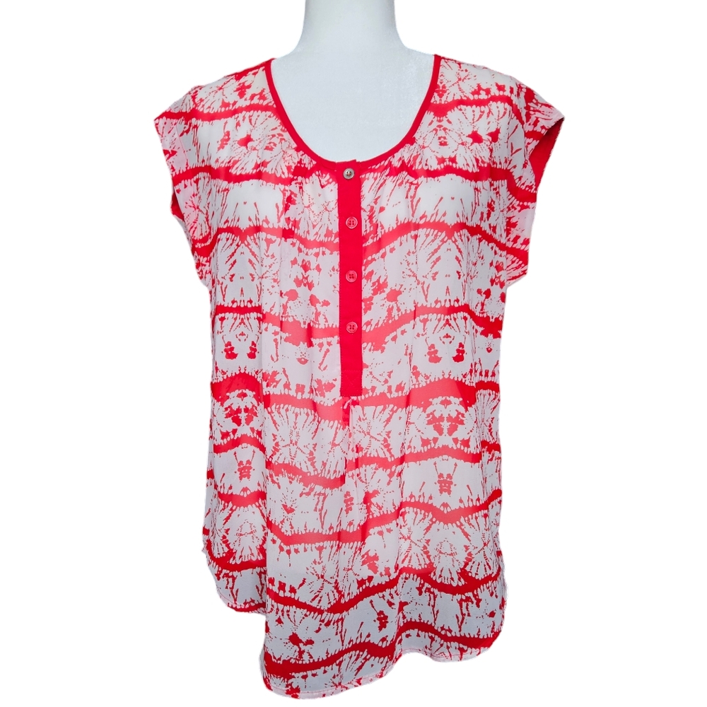 2/$30, Antilia Femme white red top round neckline sleeveless size M